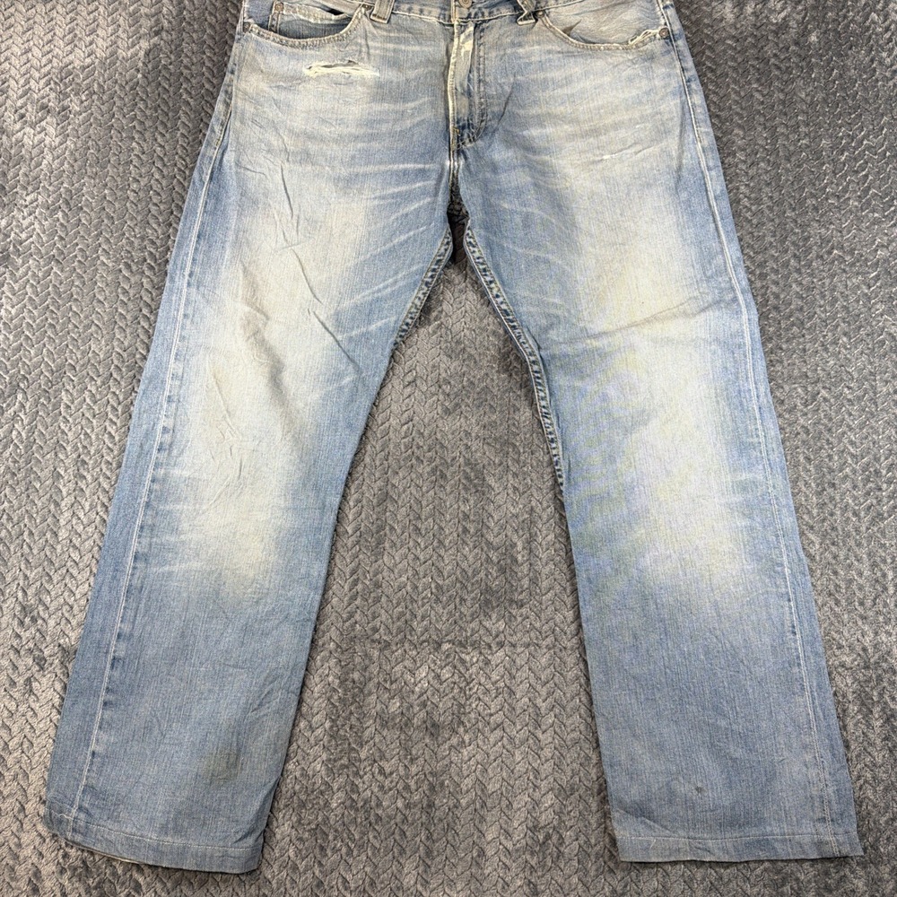 Mens Levi's 506 STANDARD Stretch Straight Blue Jeans W36 L27 Distressed